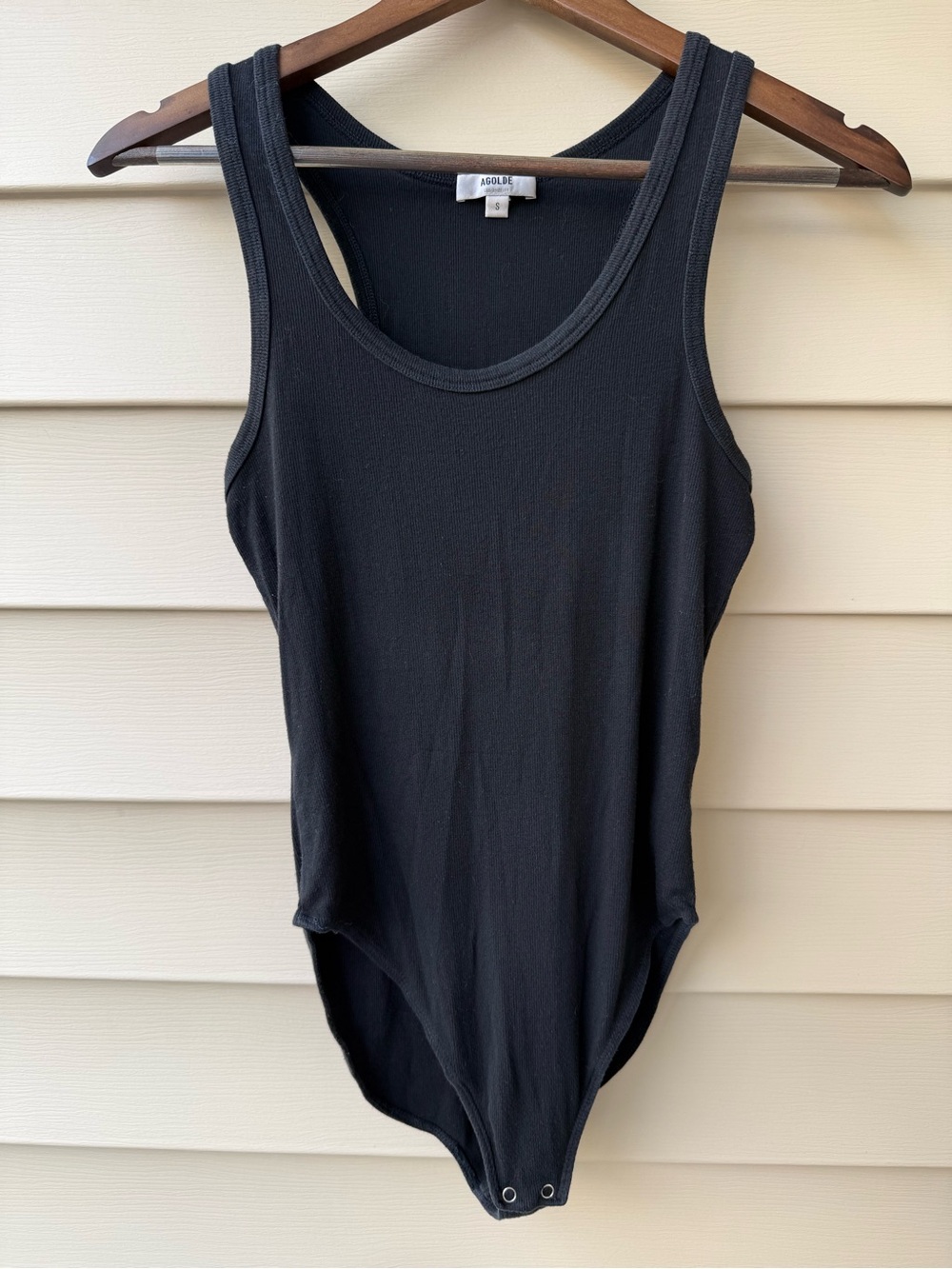 AGOLDE Black Ribbed Tank Bodysuit Size Small Made in USA